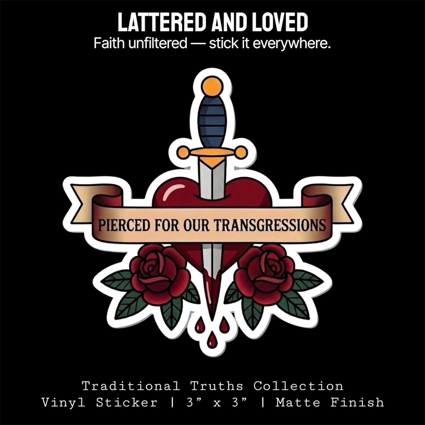 Traditional Truths | Dagger Sticker | Pierced for Our Transgressions