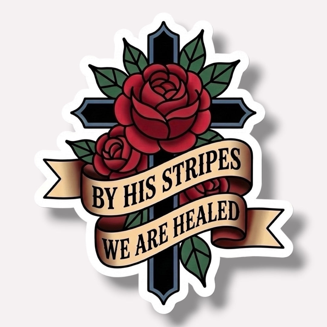 Traditional Truths | Cross Sticker | By His Stripes We Are Healed