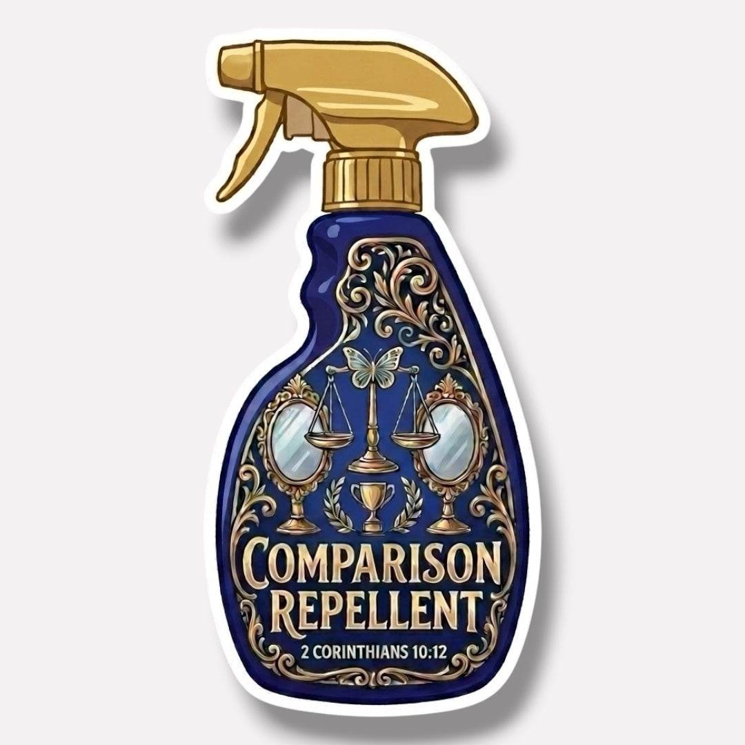 Sprayed & Saved Repellent Collection: The Mind | Comparison Repellent (2 Corinthians 10:12) Sticker