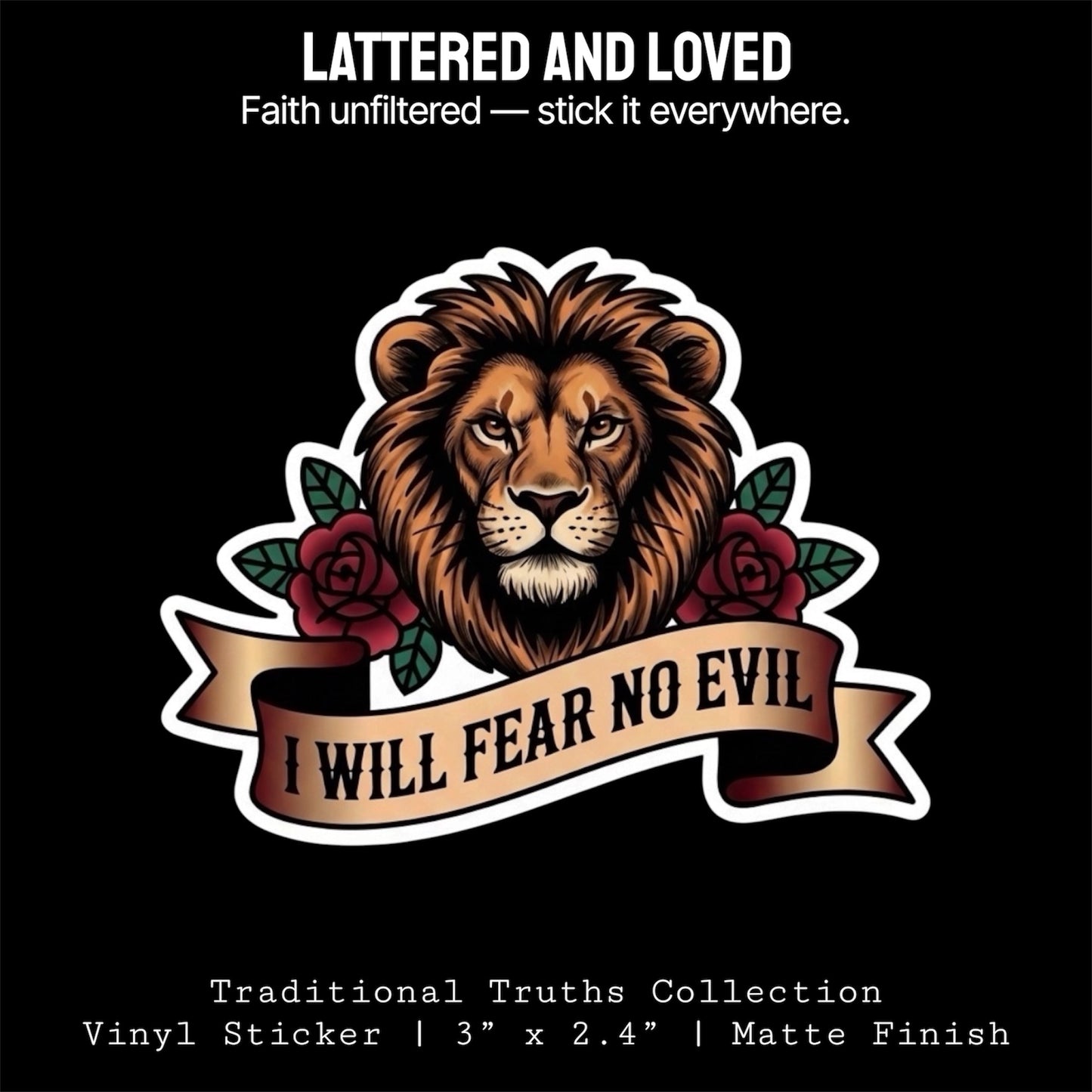 Traditional Truths | Lion of Judah Sticker | I Will Fear No Evil